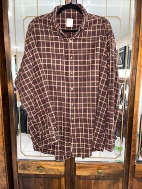 Brooks Brothers Brown and Cream Plaid Button-Down Shirt